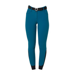 Calça de equitação feminina Equestro com grip nos joelhos de cintura alta Coral azul