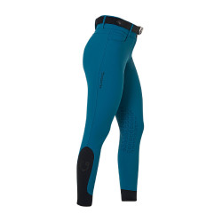 Calça de equitação feminina Equestro com grip nos joelhos de cintura alta Coral azul