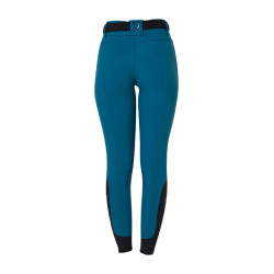 Calça de equitação feminina Equestro com grip nos joelhos de cintura alta Coral azul