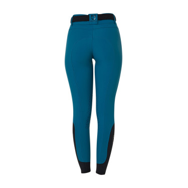 Calça de equitação feminina Equestro com grip nos joelhos de cintura alta Coral azul