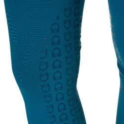 Calça de equitação feminina Equestro com grip nos joelhos de cintura alta Coral azul