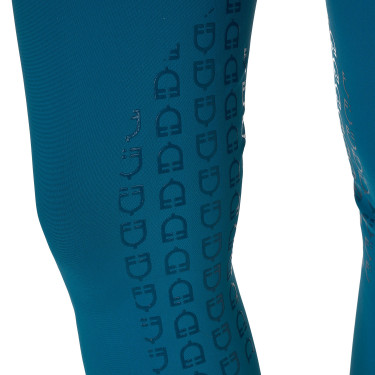 Calça de equitação feminina Equestro com grip nos joelhos de cintura alta Coral azul