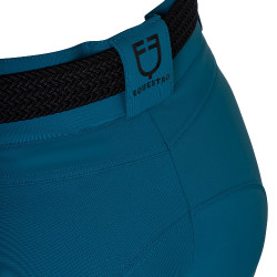 Calça de equitação feminina Equestro com grip nos joelhos de cintura alta Coral azul