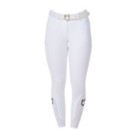 Calças de equitação femininas Equestro x FISE com full grip Branco Calças de equitação femininas Equestro x FISE com full grip Branco