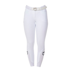 Calças de equitação femininas Equestro x FISE com full grip Branco Calças de equitação femininas Equestro x FISE com full grip Branco
