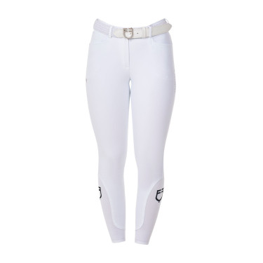 Calças de equitação femininas Equestro x FISE com full grip Branco Calças de equitação femininas Equestro x FISE com full grip Branco