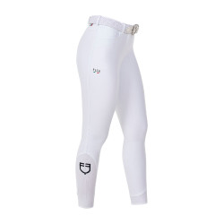 Calças de equitação femininas Equestro x FISE com full grip Branco Calças de equitação femininas Equestro x FISE com full grip Branco