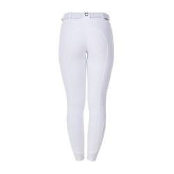Calças de equitação femininas Equestro x FISE com full grip Branco Calças de equitação femininas Equestro x FISE com full grip Branco