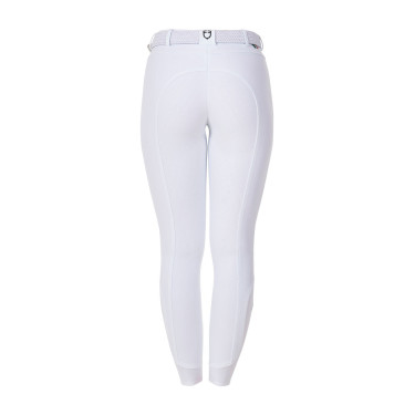 Calças de equitação femininas Equestro x FISE com full grip Branco Calças de equitação femininas Equestro x FISE com full grip Branco