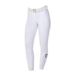 Calças de equitação femininas Equestro x FISE com full grip Branco Calças de equitação femininas Equestro x FISE com full grip Branco