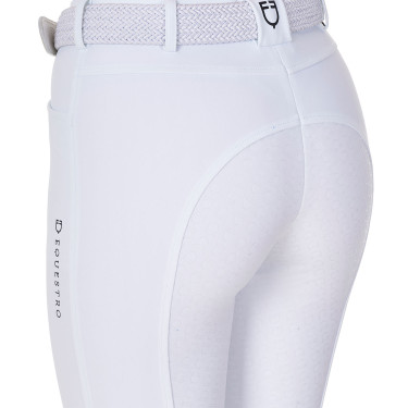 Calças de equitação femininas Equestro x FISE com full grip Branco Calças de equitação femininas Equestro x FISE com full grip Branco