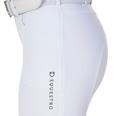 Calças de equitação femininas Equestro x FISE com full grip Branco Calças de equitação femininas Equestro x FISE com full grip Branco