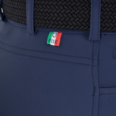 Calças de equitação femininas Equestro x FISE com grip nos joelhos Blazer marinho Azul-marinho