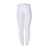 Calças de equitação femininas Equestro x FISE com grip nos joelhos Branco