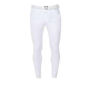 Calças de equitação masculinas Equestro x FISE full grip Branco