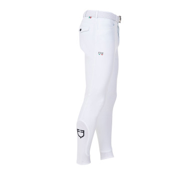 Calças de equitação masculinas Equestro x FISE full grip Branco