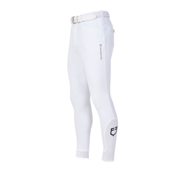 Calças de equitação masculinas Equestro x FISE full grip Branco
