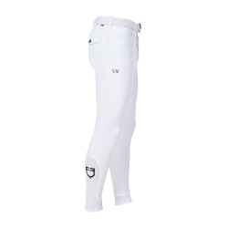 Calças de equitação masculinas Equestro x FISE com grip nos joelhos Branco