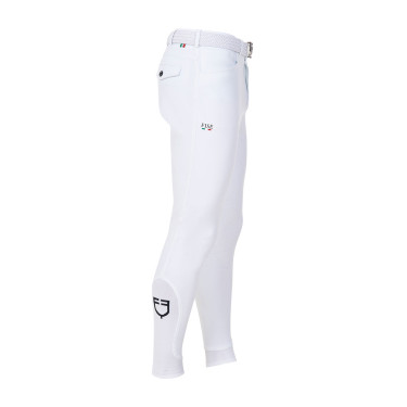 Calças de equitação masculinas Equestro x FISE com grip nos joelhos Branco