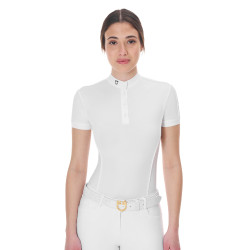 Polo de competição Equestro feminino de manga curta Branco