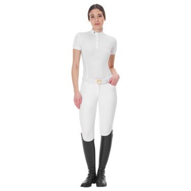 Polo de competição Equestro feminino de manga curta Branco