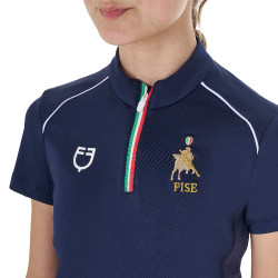 Polo de treino Equestro x FISE de mangas curtas unissexo para criança Blazer marinho Azul-marinho
