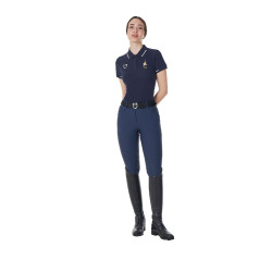 Pólo de treino feminino Equestro x FISE três botões mangas curtas Blazer marinho Azul-marinho