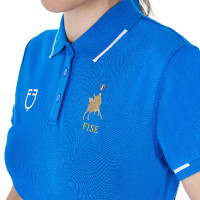Pólo de treino feminino Equestro x FISE três botões mangas curtas Azul da Savoia Pólo de treino feminino Equestro x FISE três botões mangas curtas Azul da Savoia
