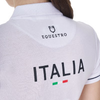 Pólo de treino feminino Equestro x FISE três botões mangas curtas Branco Pólo de treino feminino Equestro x FISE três botões mangas curtas Branco