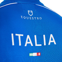 Polo de treino masculino Equestro x FISE com zíper, bandeira italiana, mangas curtas Azul da Savoia