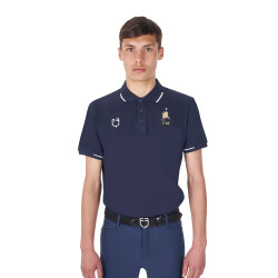 Polo de treino masculino Equestro x FISE três botões manga curta Blazer marinho Azul-marinho