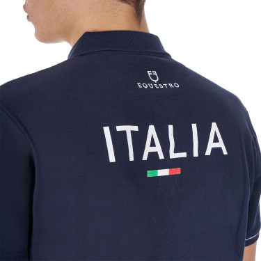 Polo de treino masculino Equestro x FISE três botões manga curta Blazer marinho Azul-marinho