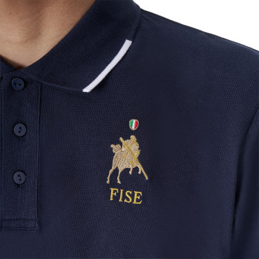 Polo de treino masculino Equestro x FISE três botões manga curta Blazer marinho Azul-marinho