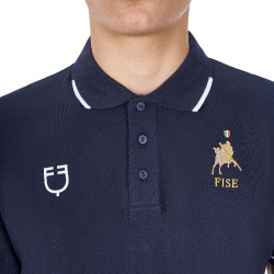 Polo de treino masculino Equestro x FISE três botões manga curta Blazer marinho Azul-marinho