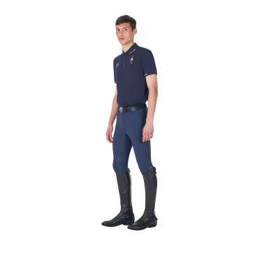 Polo de treino masculino Equestro x FISE três botões manga curta Blazer marinho Azul-marinho
