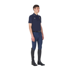 Polo de treino masculino Equestro x FISE três botões manga curta Blazer marinho Azul-marinho