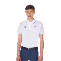 Polo de treino masculino Equestro x FISE três botões manga curta Branco