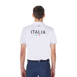 Polo de treino masculino Equestro x FISE três botões manga curta Branco