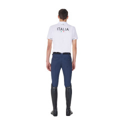 Polo de treino masculino Equestro x FISE três botões manga curta Branco