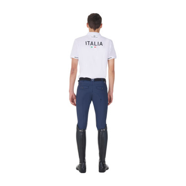 Polo de treino masculino Equestro x FISE três botões manga curta Branco