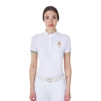 Polo de competição Equestro x FISE feminino, corte slim, mangas curtas Branco Polo de competição Equestro x FISE feminino, corte slim, mangas curtas Branco