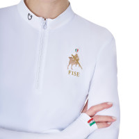 Polo de concurso feminino de mangas compridas Equestro x FISE Branco Polo de concurso feminino de mangas compridas Equestro x FISE Branco