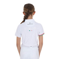 Polo de competição para menina com zíper Equestro x FISE de mangas curtas Branco