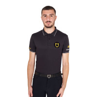 Polo masculino Equestro Scuderia de manga curta Preto