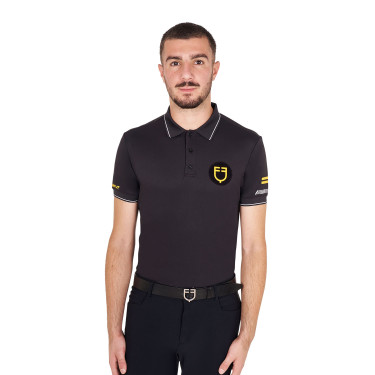 Polo masculino Equestro Scuderia de manga curta Preto