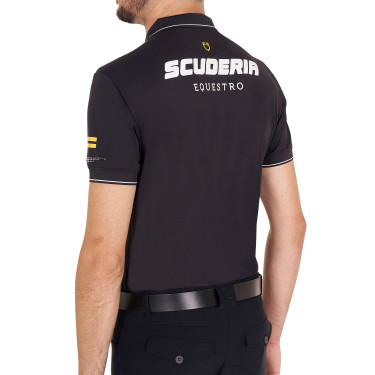 Polo masculino Equestro Scuderia de manga curta Preto