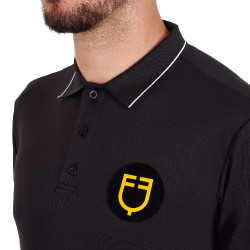 Polo masculino Equestro Scuderia de manga curta Preto