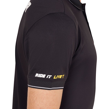 Polo masculino Equestro Scuderia de manga curta Preto