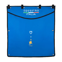 Cortina longa de box Equestro x FISE com logotipo bordado Azul da Savoia