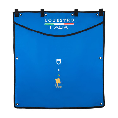 Cortina longa de box Equestro x FISE com logotipo bordado Azul da Savoia